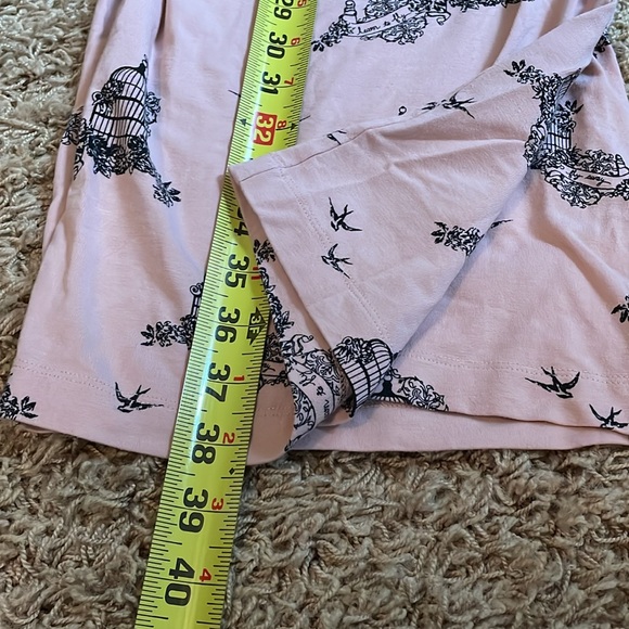 Soma • EMBRACEABLE Jersey Knit Pajama Set Pink Black Birdcage Fabric • Size M - Picture 6 of 7